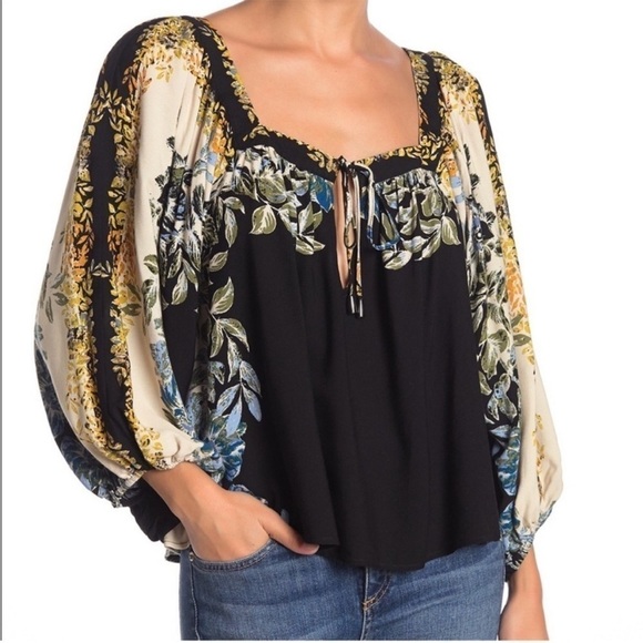 Free People Wild Memories Top Floral Tie Front Flowy Size XS - Picture 2 of 9